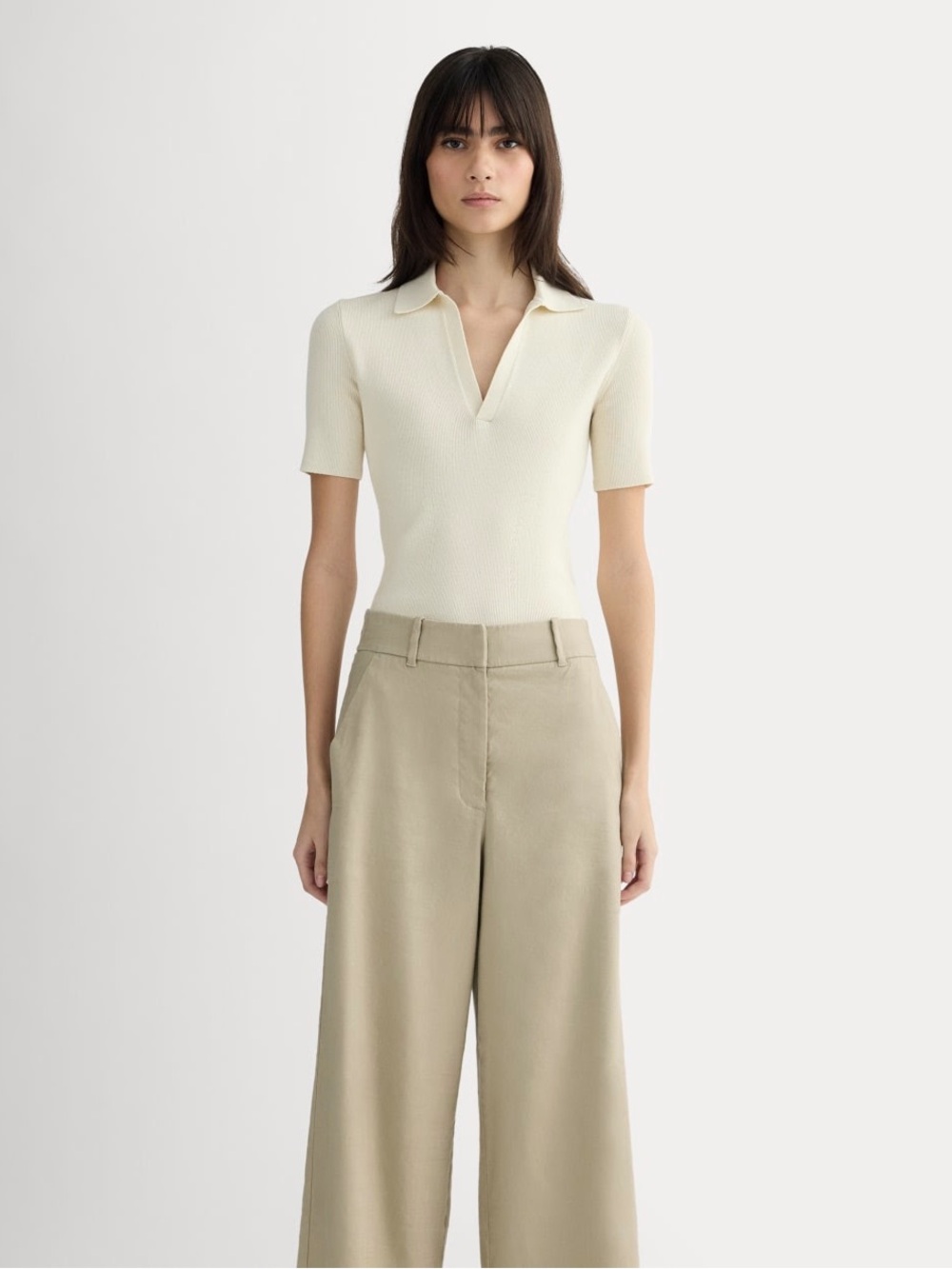 Everlane Wide-Leg High-Rise Pants in Light Khaki